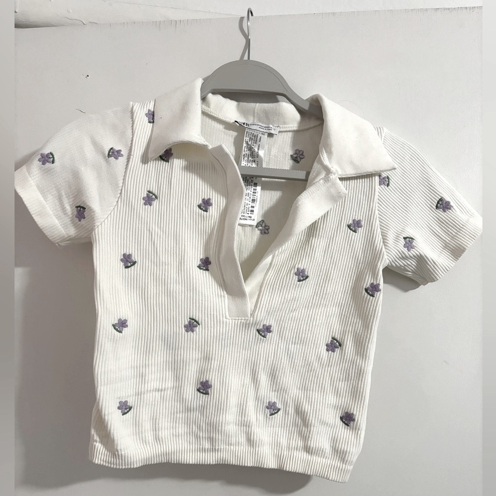 Zara Cream and Lavender Top